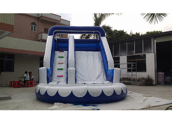China Pequeño tobogán acuático inflable comercial azul, tobogán acuático iInflatable del PVC con la piscina proveedor