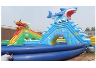 dragón grande de la lona del PVC de los 0.9MM/parque inflable del agua del tiburón con la piscina azul grande
